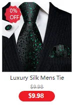 Barry.Wang Jacquard Animal Silk Men Tie Hankerchief Cufflinks Set Novelty Necktie for Male Gift Wedding Business Party 30 Styles