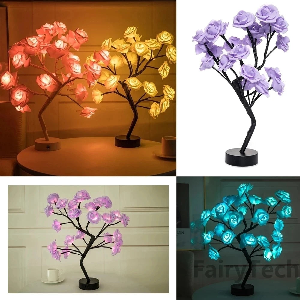 LED Rose Flower Table Lamp USB Fairy Lights Night Lights Home Celebration Wedding Bedroom Decoration