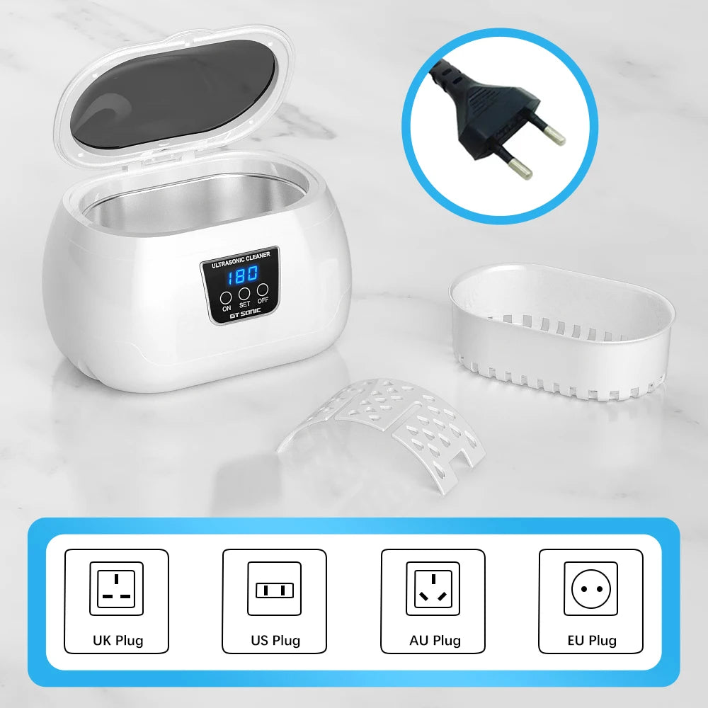 35W Digital Ultrasonic Cleaner 600ml Sonicator Bath Vibration Ultrasonic Jewelry Ring Parts Glasses Watch Cleaning Machine