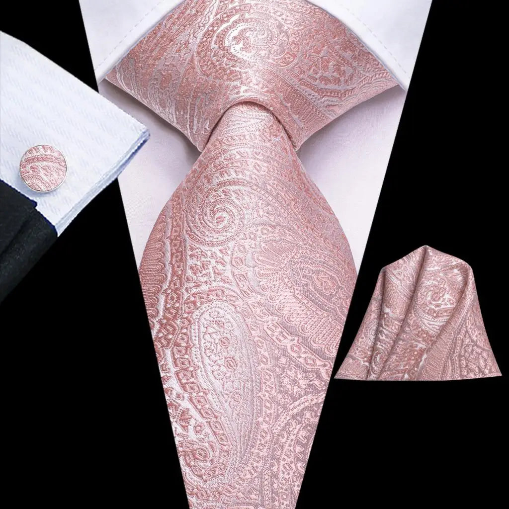 Our Brand  2025 Hi Tie Striped Sage Green Mens Fashion Necktie Handkerchief Cufflinks for Tuxedo Accessory Classic Silk Luxury Tie for Man Gift
