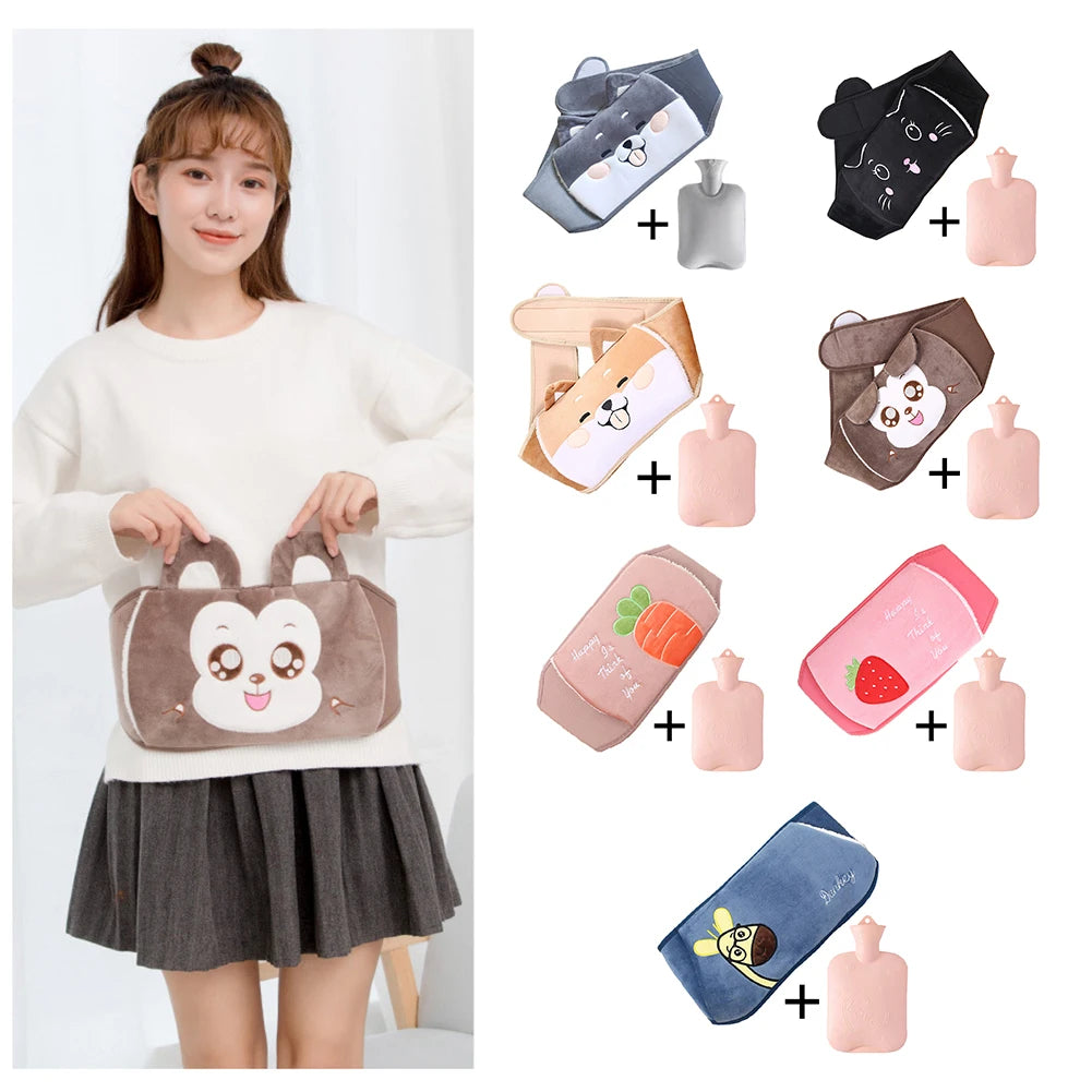 2Pcs Hot Water Bag Waist Cover Belt Stomach Abdominal Warming Band Hot Water Bottle Bag Warm Waist Cover Belt for Neck Back Hand