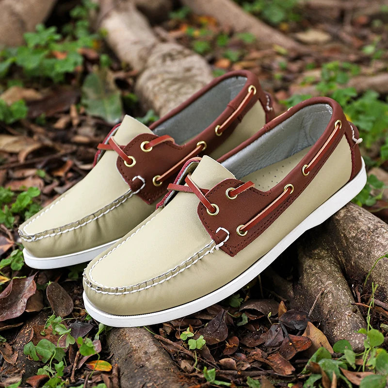 Summer 2024 Men's Shoes Luxury Brand Casual Shoes Classic Lace-up Leather Men Sneakers Handmade Designer Boat Shoes Driving Loafers