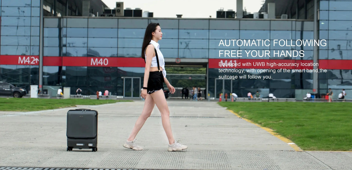 Airwheel Smart Following Suitcase SR5 20 Inch Smart Auto Follow Luggage Aluminum Carry On Smart Suitcase Travel Bags Trolley