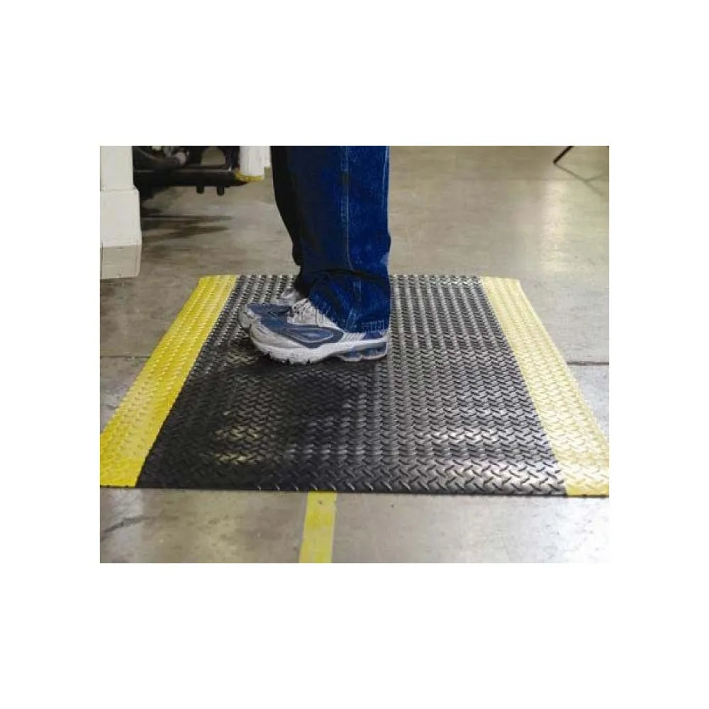 Durable Corporation-442S Vinyl Heavy Duty Diamond-DEK Sponge Industrial Anti-Fatigue Floor Mat, 2' x 3', Black with Yellow