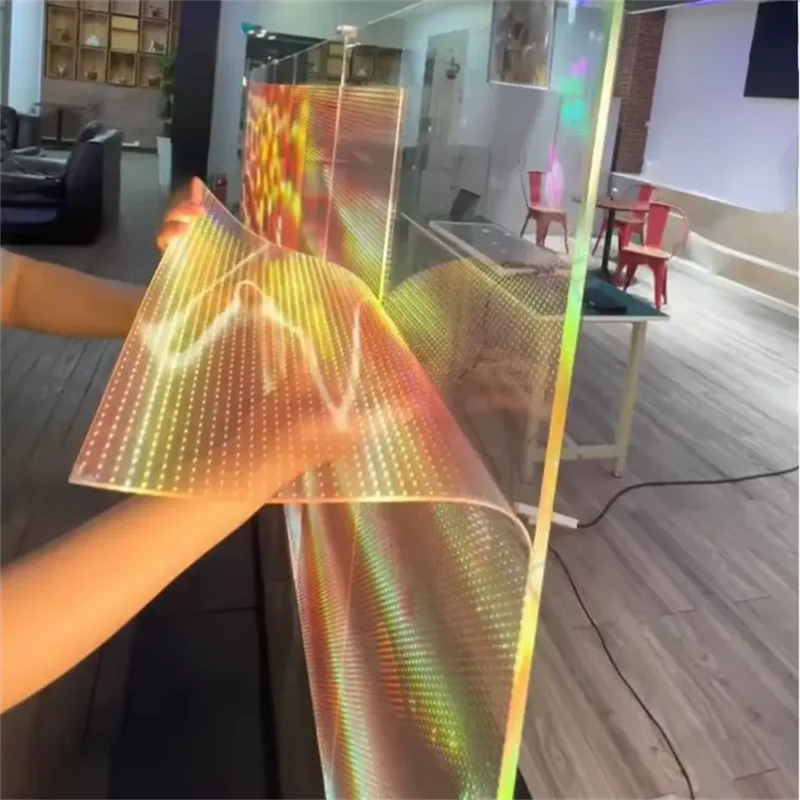Our New collection 2025 Indoor/Outdoor hot sale flexible led window P6 film sheets led film water stickiness flexible tv Transparency up to 90% crystal