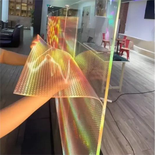 Our New collection 2025 Indoor/Outdoor hot sale flexible led window P6 film sheets led film water stickiness flexible tv Transparency up to 90% crystal