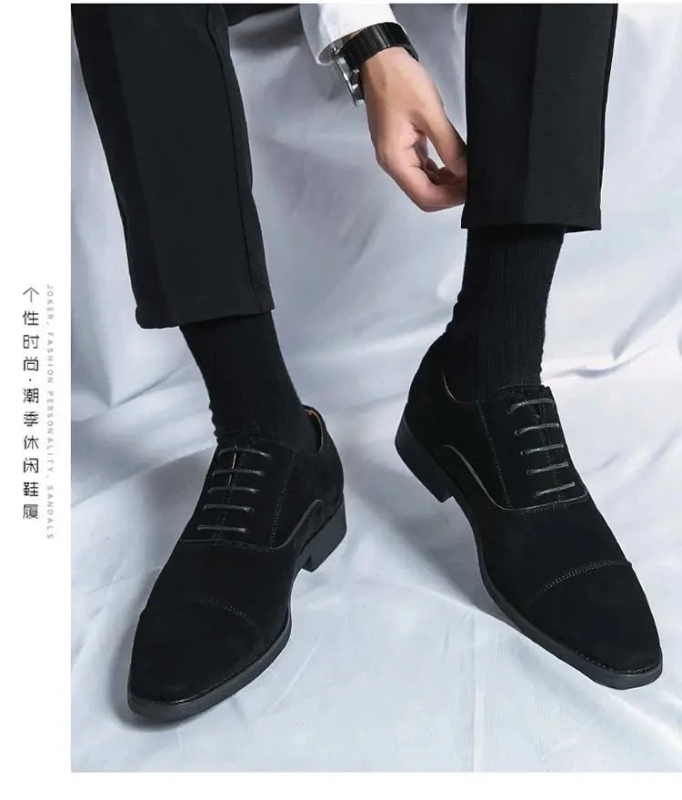 Brand new 2024-2025 Men Business Dress Shoes Black Brown Matte Leather Splicing High Quality Derby Shoes Wedding Banquet Shoes Size 38-48