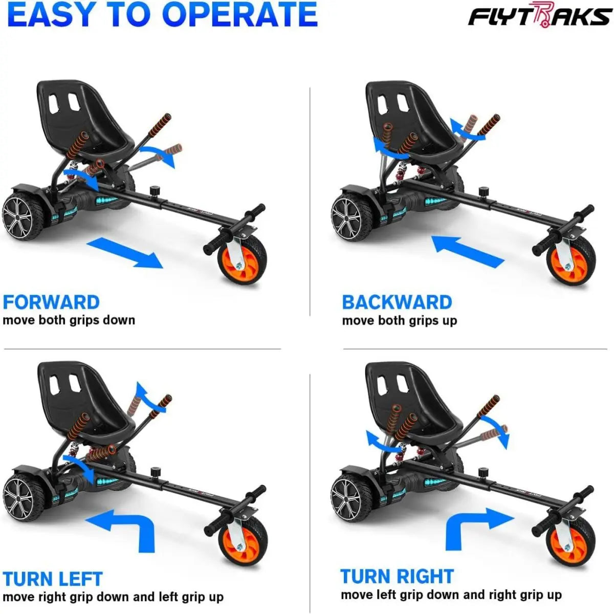 Gyroor Hoverboard Seat Attachment, hoverboard go with Adjustable Frame Length Compatible with 6.5'' 8'' 10'' Hoverboard