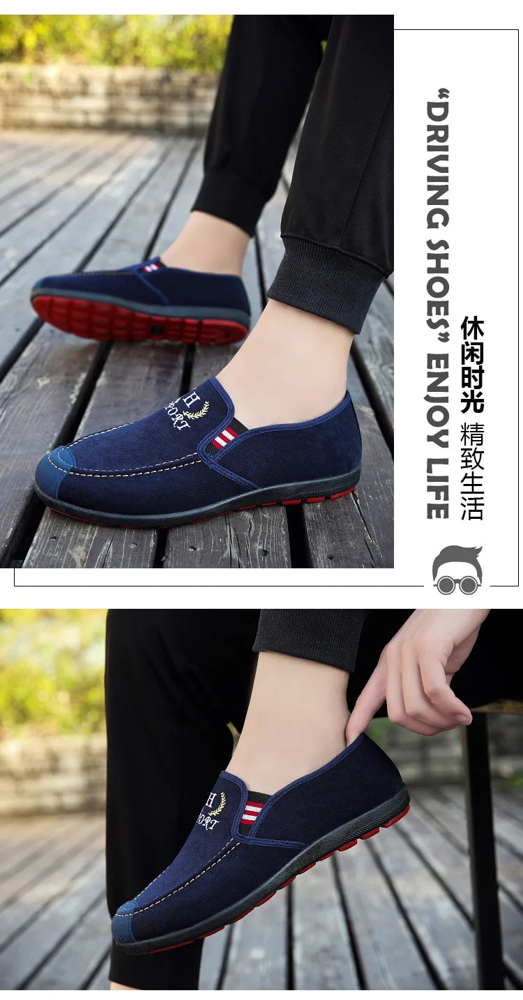 Fashion Slip-on Men's Canvas Shoes Breathable Lightweight Comfortable Men Shoes Summer Men's Casual Shoes Lazy Flat Shoes
