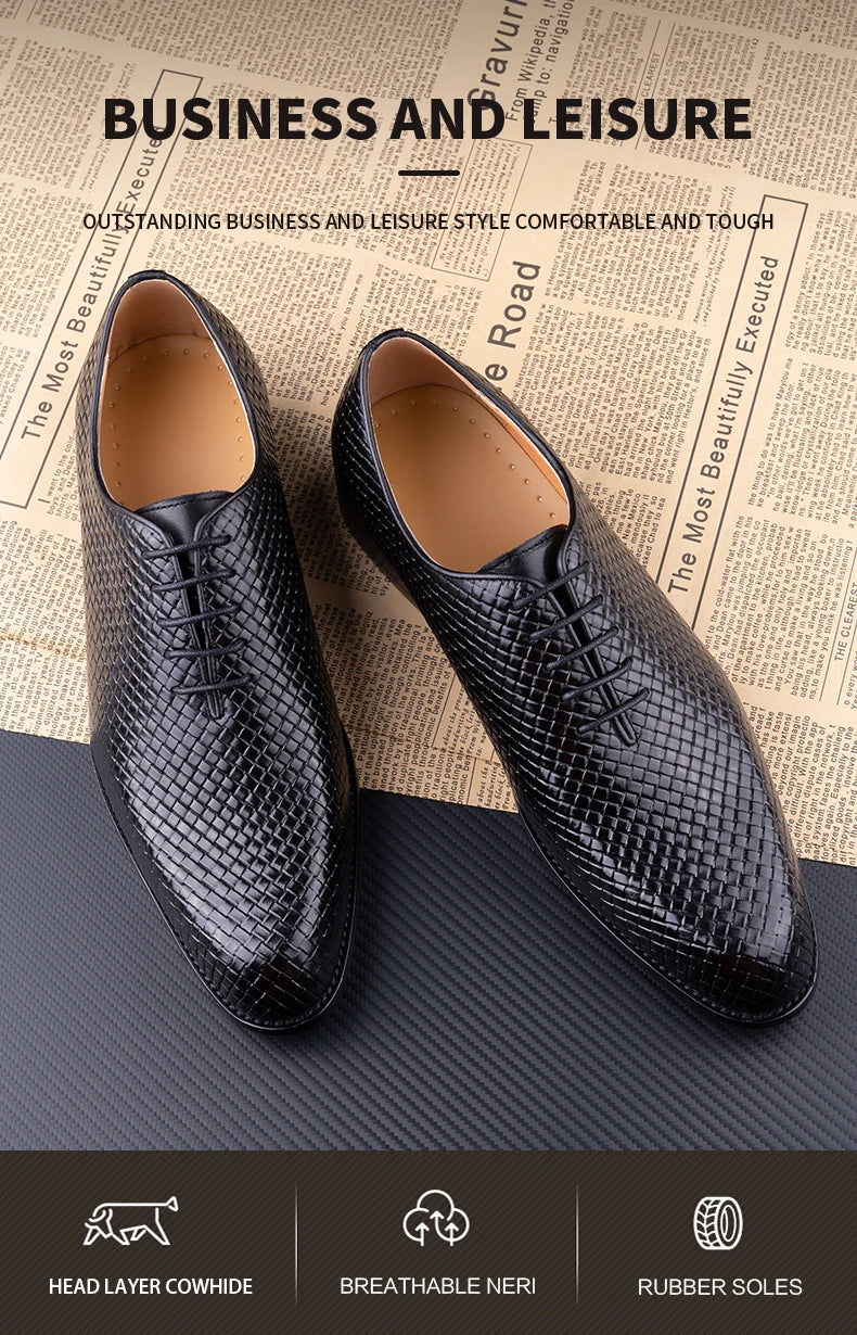 New 2024 Luxury Shoes for Men 2023 Oxford Genuine Leather Shoes New Model Formal Lace Up Dress Wedding Office Business Shoes for Men