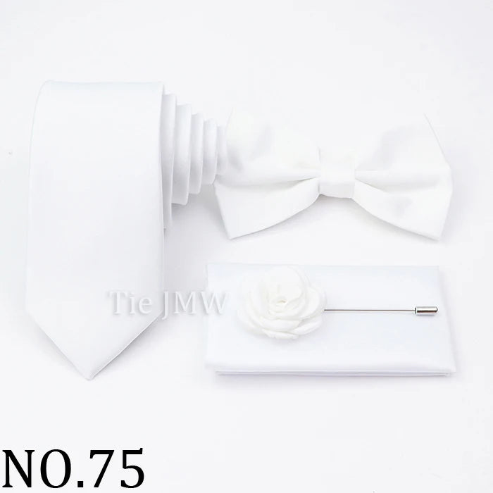 Hot Sale Pink Purple Sage Green Tie Set Polyester Necktie Bowtie Cufflink Brooch For Groom Suit Wedding Cravat Shirt Accessory