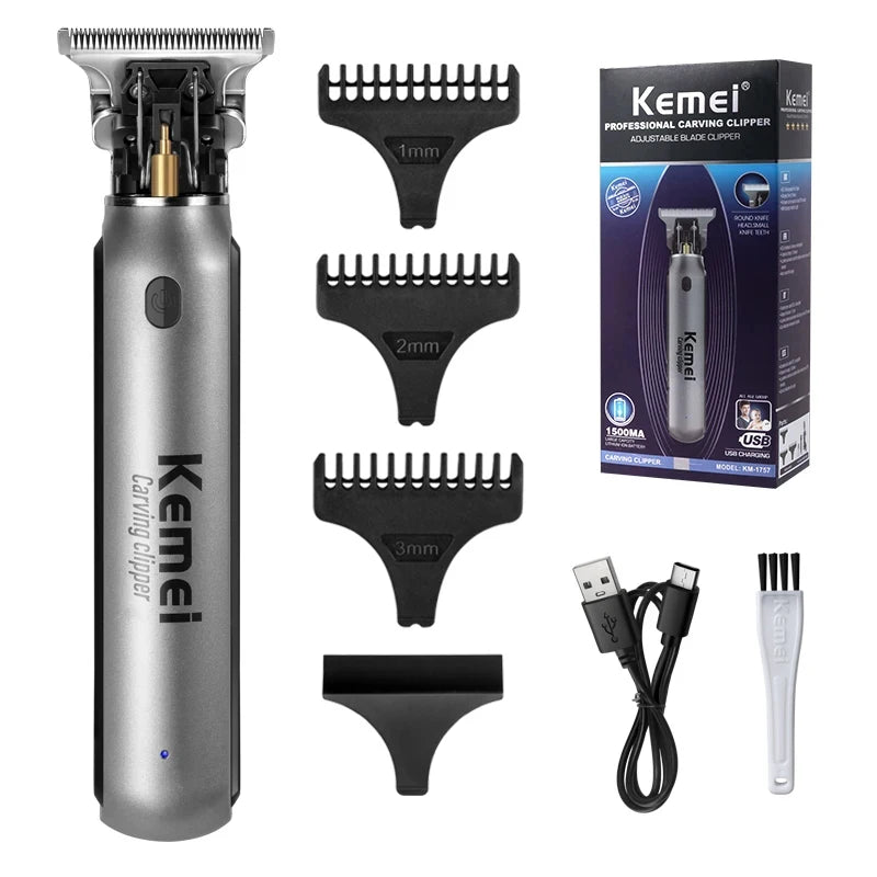 Kemei Mini Clippers Men's Beard Trimmer Zero Gapped T-Blade Hair Cutting Machine Cordless Professional clippers KM-1757