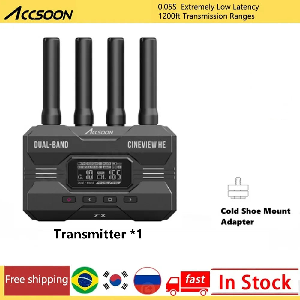 Accsoon CineView HE 2.4Ghz 5Ghz Dual Band Wireless Video Transmitter Receiver Multi-Spectrum Wireless Video Transmission System
