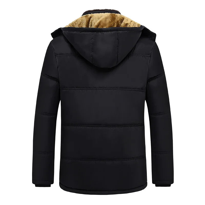 Parka Men Coats 2025 Winter Jacket Men Thicken Hooded Waterproof Outwear Warm Coat Casual Mens Jackets Overcoat Fur Thicking