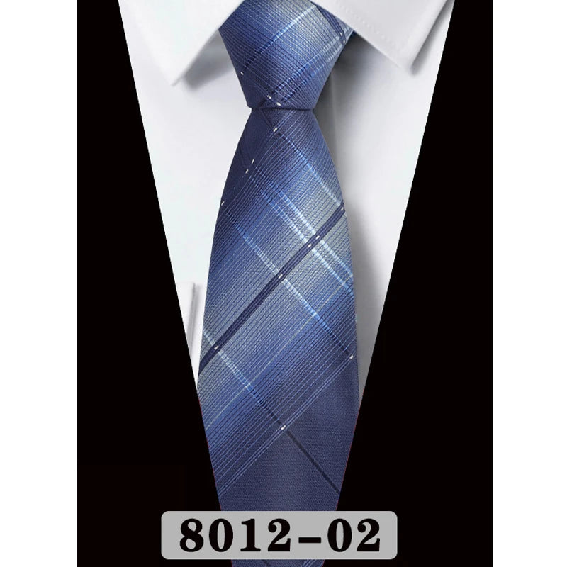 Men's Tie Fashion 8cm Classic Necktie Stripes Navy Blue Ties Business Wedding Mans Neckwear Gift Accessories