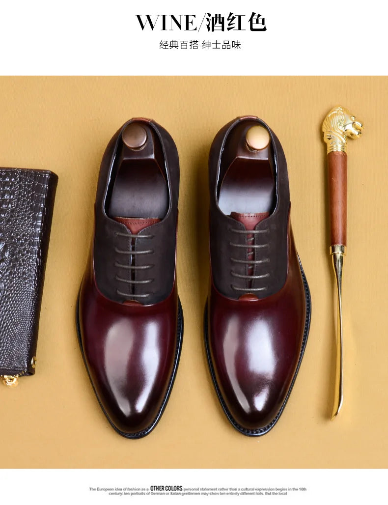 2024 New Italian Handmade Shoes British Style Formal Men's Oxford Shoe Genuine Leather Business Dress Shoes Retro Men's Shoes