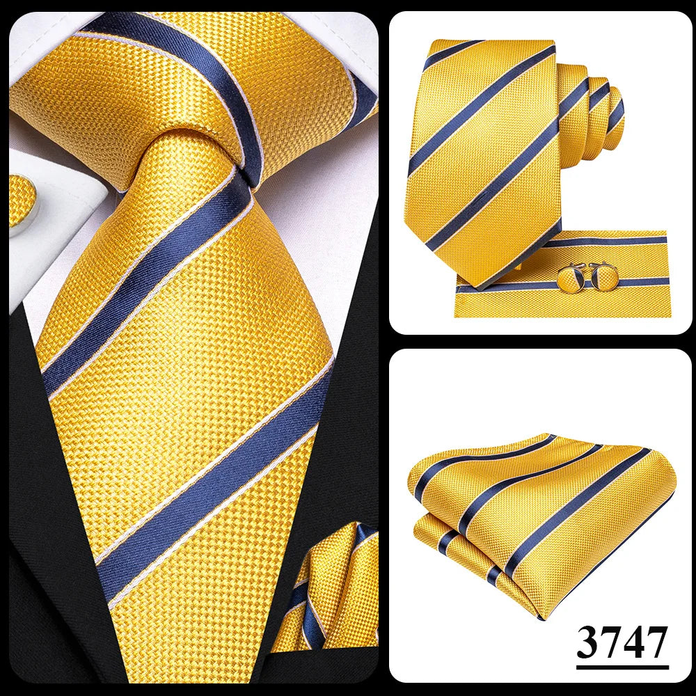 Our Brand  2025 Hi Tie Striped Sage Green Mens Fashion Necktie Handkerchief Cufflinks for Tuxedo Accessory Classic Silk Luxury Tie for Man Gift