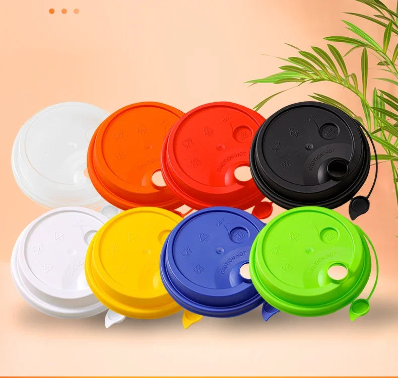 50pcs 90mm Caliber Injection Molded Leak Proof Cup Lids One Time Packaged Milk Tea Coffee Cup Lid Thickened One-piece Cover