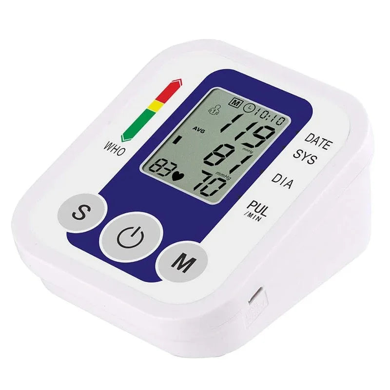LCD Portable Health Care Pulse Meter BP Monitor Automatic Digital Arm Blood Pressure Monitor Tonometer Meter Sphygmomanometer
