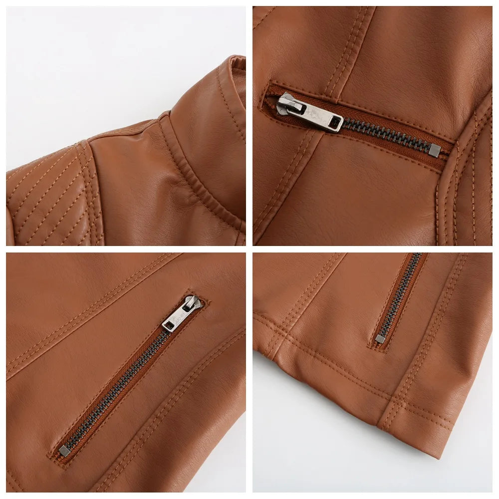 2025 Ladies New Autumn Motorcycle Short Chic PU Leather Jacket