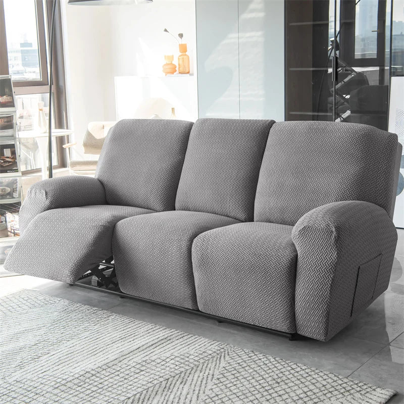 3 Seat Jacquard Recliner Sofa Cover Solid Color Lazy Boy Chair Covers Stretch Non Slip Couch Armchair Slipcovers for Living Room