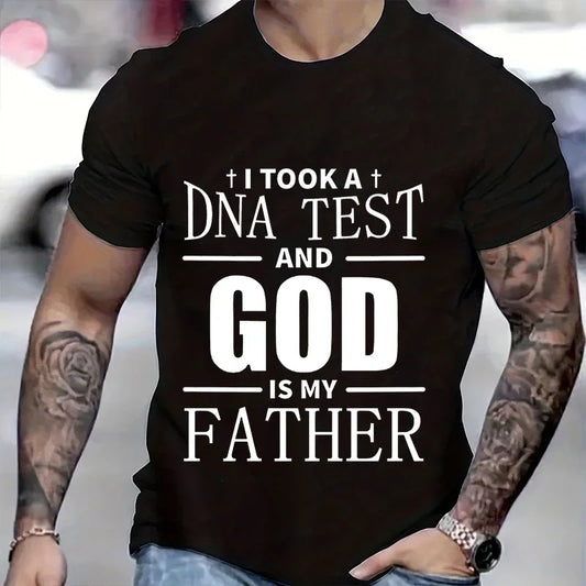Took A Dna Test and God Is My Father Print Men's Tshirts Christian Cross Jesus Tee Clothes Religious Christian T-Shirt for Men