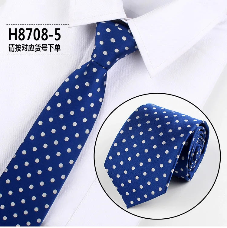 Brand New 2025 Fashion Dot Tie For Mens 8CM Necktie Business Formal Polka Dot Necktie Wedding Gift Orange Blue Red Tie Accessories Gravatas
