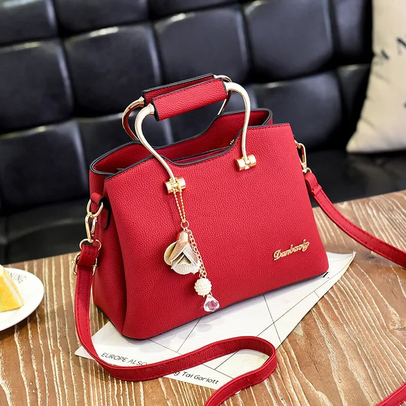 AMAZONY 2025 Luxury Handle Bags For Women PU Leather Pendant Crossbody Bag Large Capacity Messenger Handbag Middle-aged Mommy Bags Tote Purse