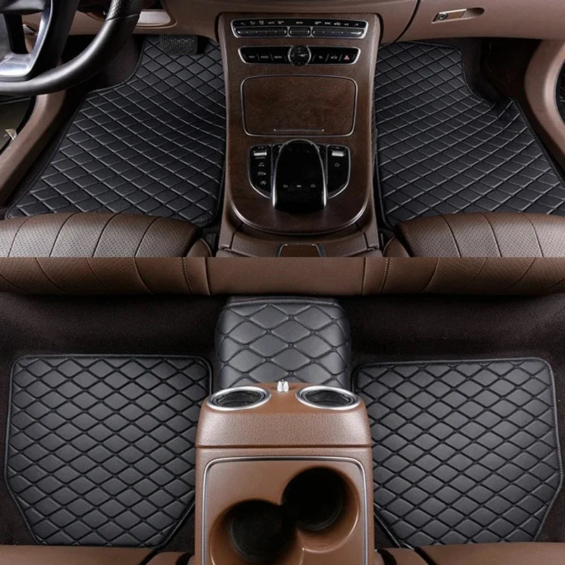 5PCS Universal Car Floor Mats PU Leather Waterproof Auto Foot Pad Protector Carpet Front and Rear Mats Set Auto Accessories