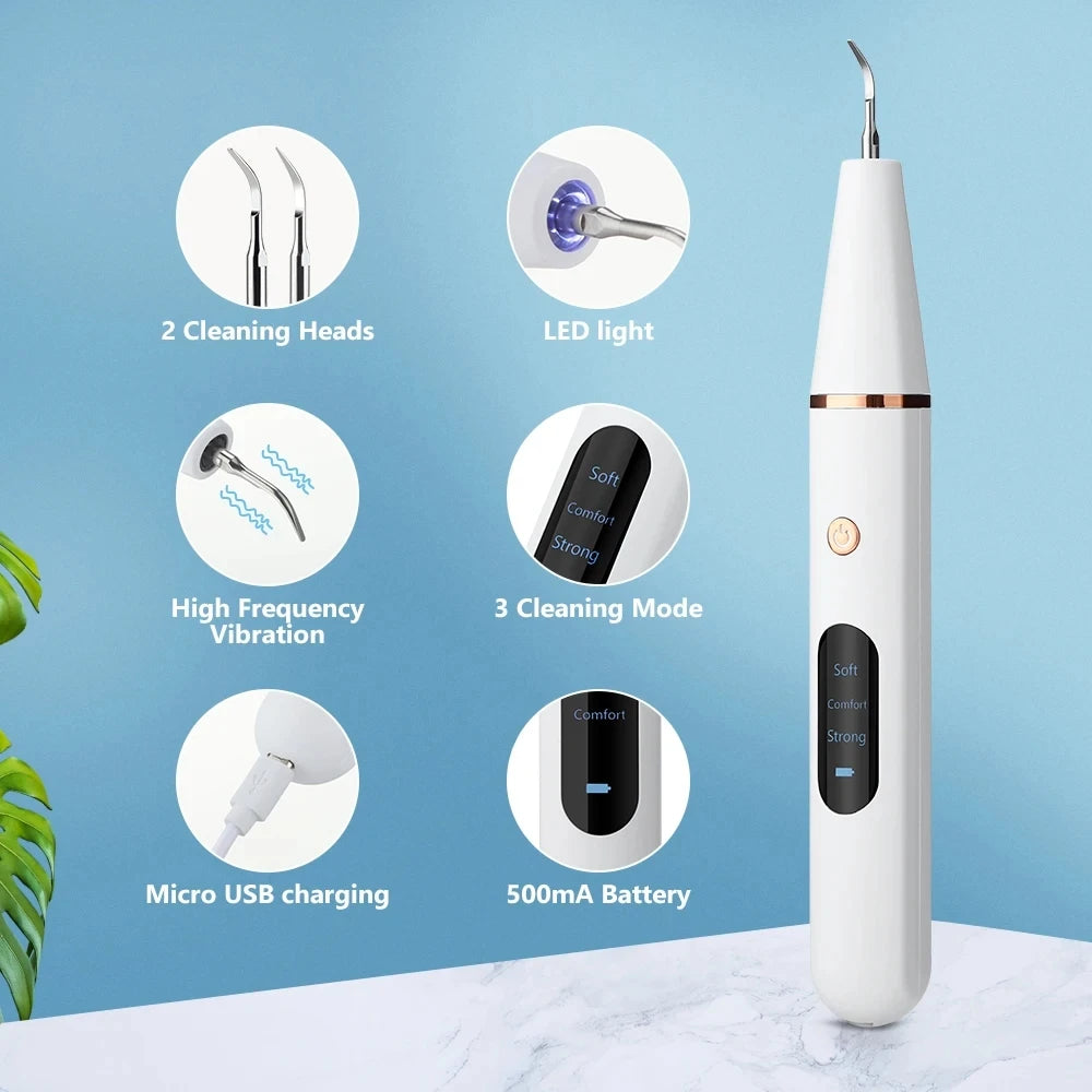 Ultrasonic Dental Scaler Cleaning Tartar Dental Whitening Calculus Devices Eliminator Remover Ultra Electic Sonic Tooth Cleaner