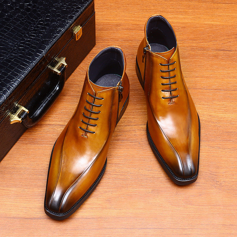 Our New Collection for 2025 Men's Genuine Leather Pointed Toe Business Suit