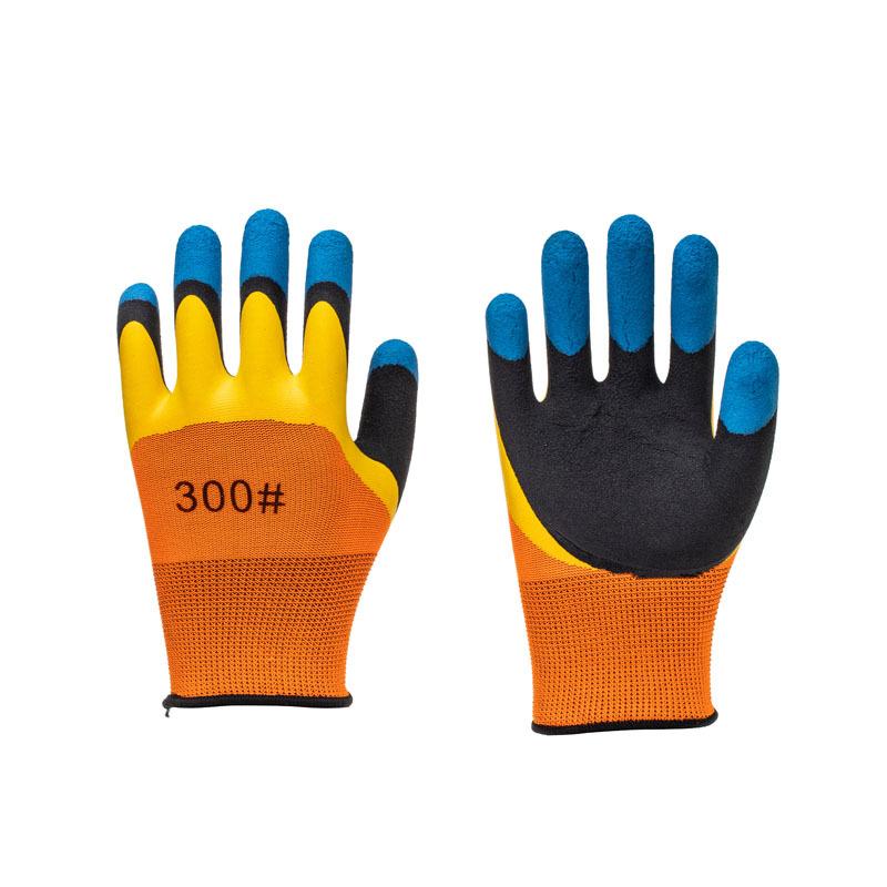 Labor protection gloves latex embossed gloves labor protection wear-resistant non-slip gloves construction site work wholesale factory protective gloves