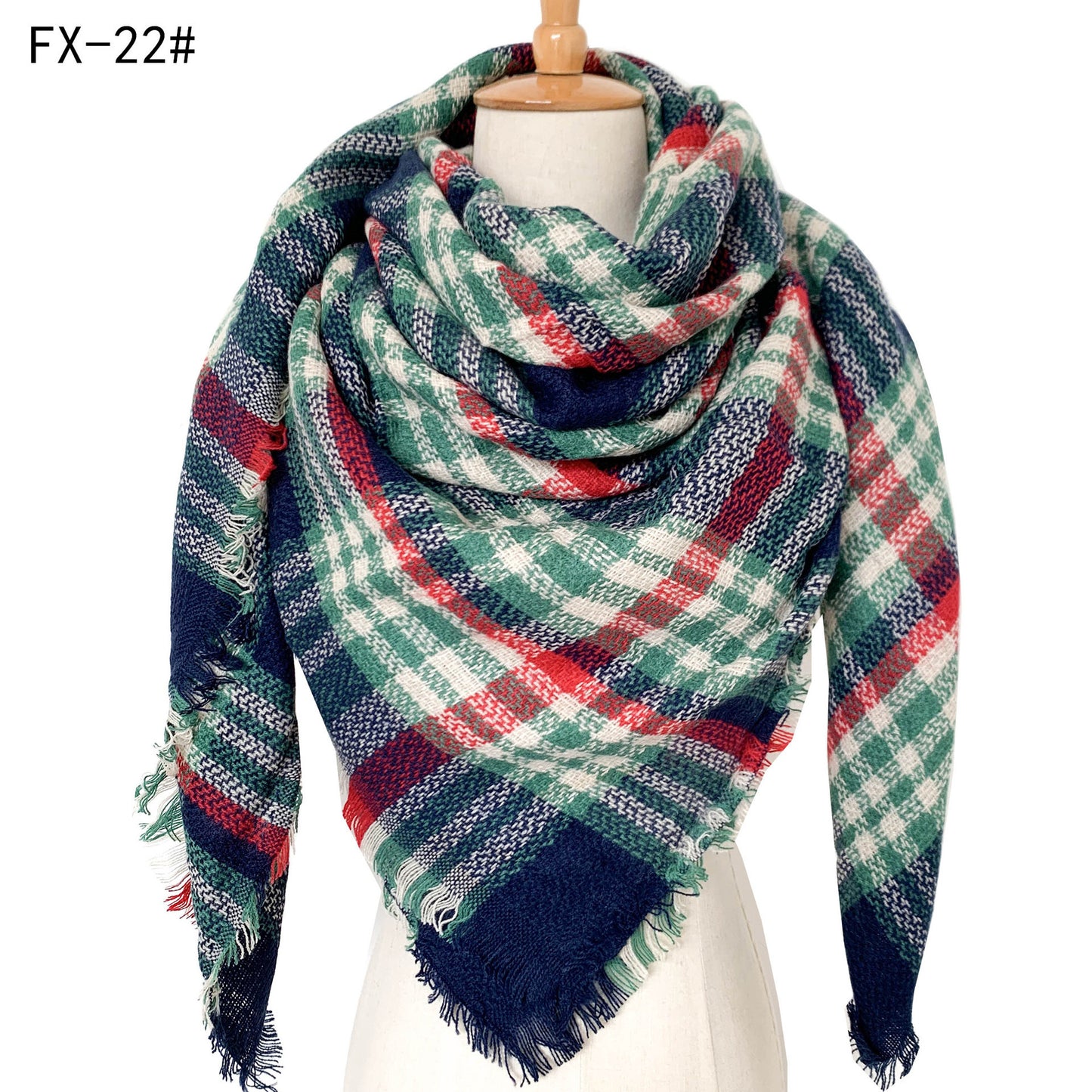 Cashmere-like Double-sided Colorful Plaid Scarf
