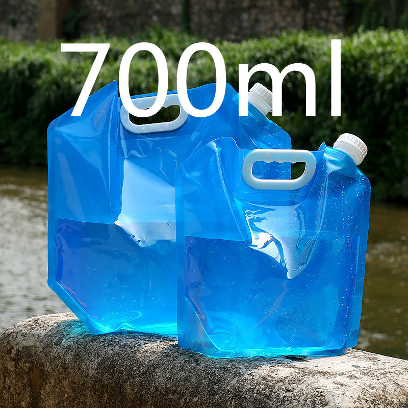 Water Container, 5L Collapsible Drinking Car Water Carrier Container, Outdoor Folding Water Bag for Sport, Hiking, Camping, BBQ, Picnic(Blue and transparent)