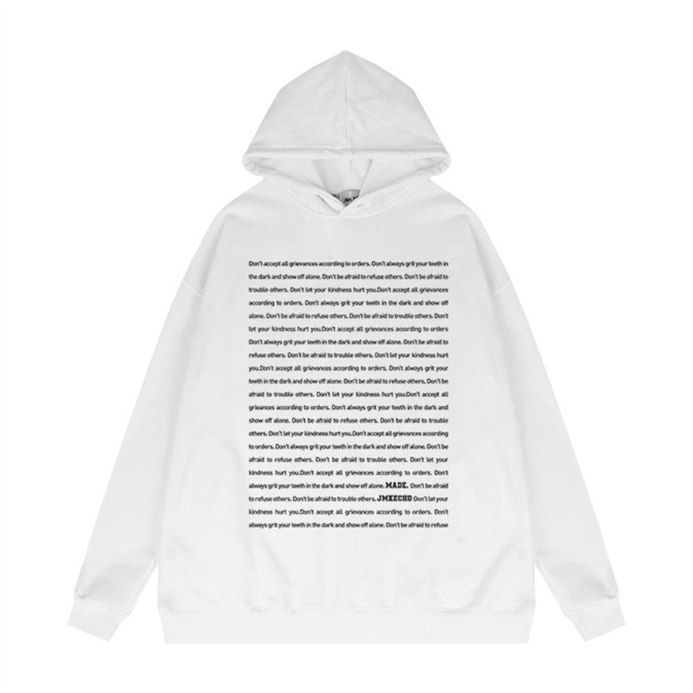 NEW2024-2025 English Letters Printed Hoodie Men