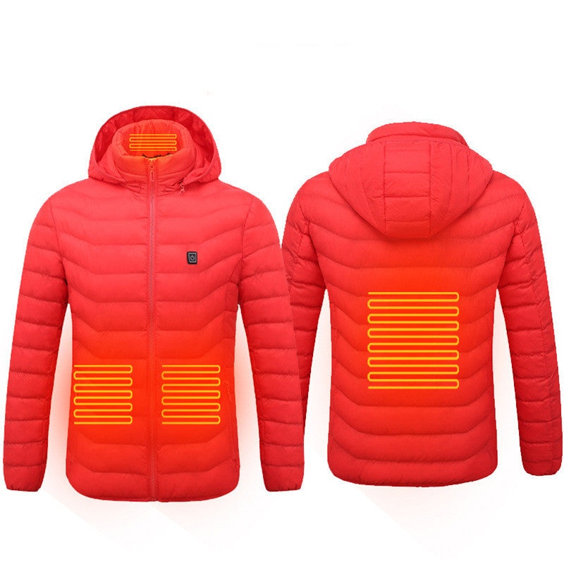 NEW 2024 Men Heated Puffer Jacket Electric Heating Coat Insulated Hood Windbreaker 9Heat Zones