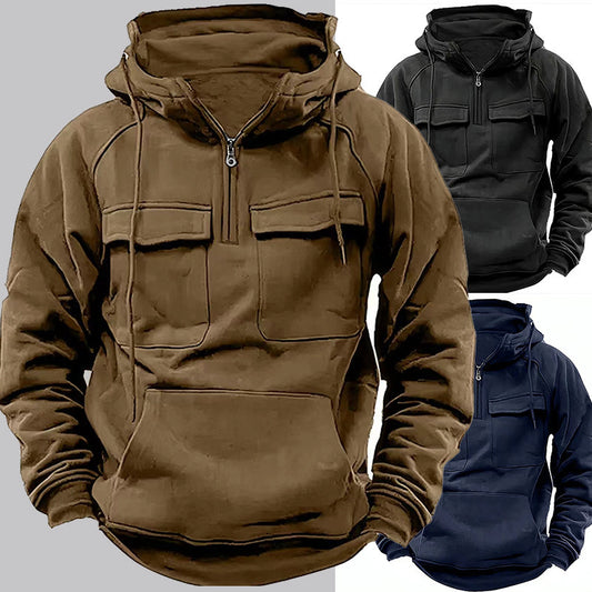 Men's Zip-up Hoodies Sweatshirt With  Drawstring And Pocket Design Fashion Casual Sports Sweatshirt