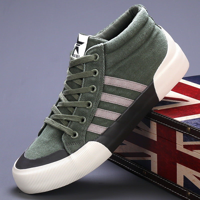 Men's High-top Canvas Shoes British Style All-matching buy one pair and you will get a free gift a free laptop stand