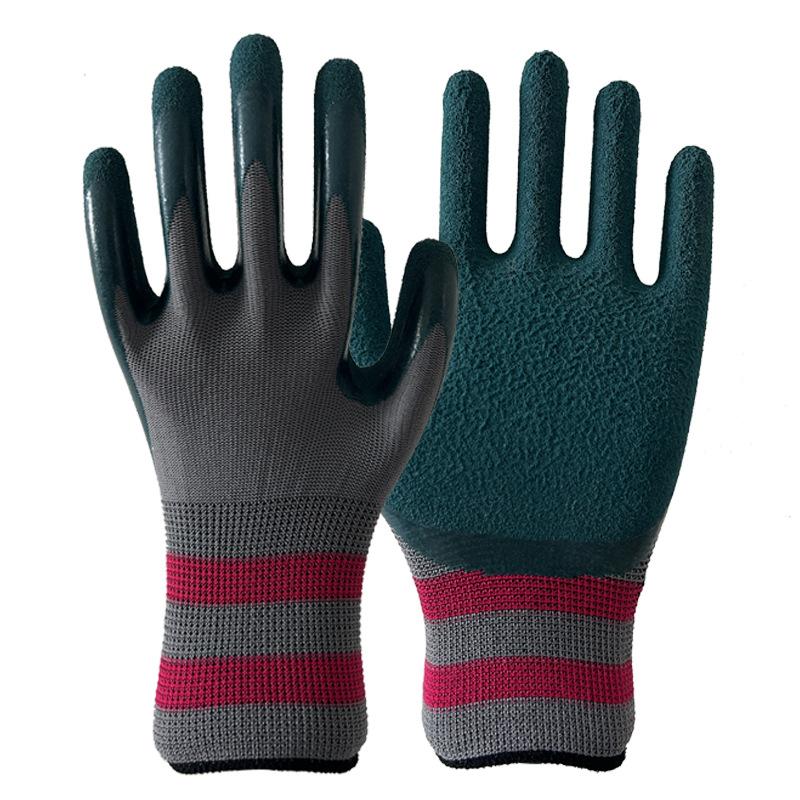 Labor protection gloves latex embossed gloves labor protection wear-resistant non-slip gloves construction site work wholesale factory protective gloves