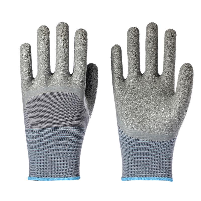Labor protection gloves latex embossed gloves labor protection wear-resistant non-slip gloves construction site work wholesale factory protective gloves
