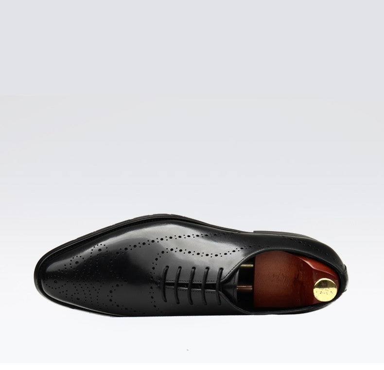 AMAZONY 2025 Brand new Collection Leather Shoes Men's British Pointed Toe Business Formal Wear Lace-up Shoes Men
