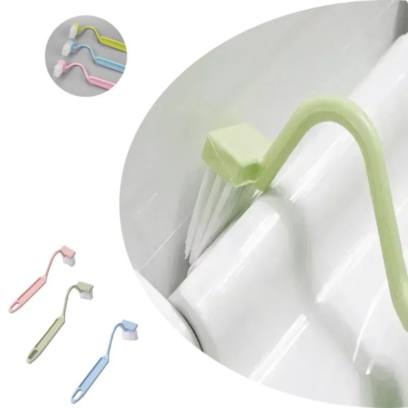 Curved Toilet Brush Gap Cleaning Tool Bathroom Accessory Long Handle Wall Mounted Toilet Soft Bristle Brush Plastic Durable