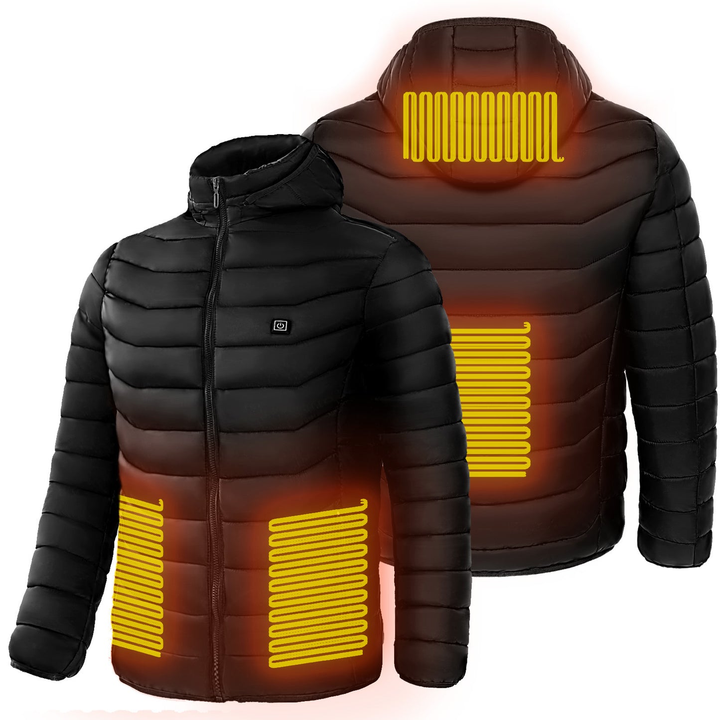 NEW 2024 Men Heated Puffer Jacket Electric Heating Coat Insulated Hood Windbreaker 9Heat Zones
