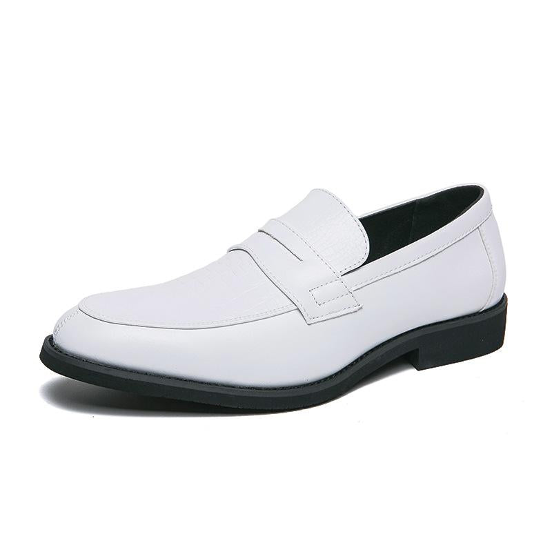 Cross-border plus size 2025 Spring Black and White Color-block Leather Shoes Men's Slip-in Loafers British Business Casual Men's Shoes