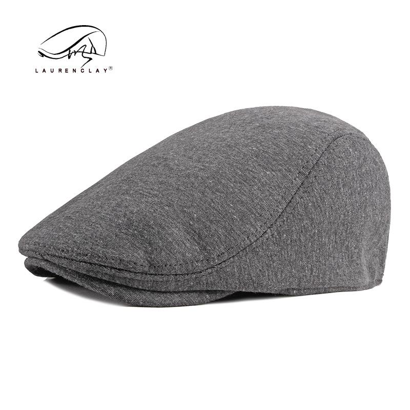 Men's beret simple light board peaked cap solid color knitted hat spring and autumn Korean style forward hat female British Retro