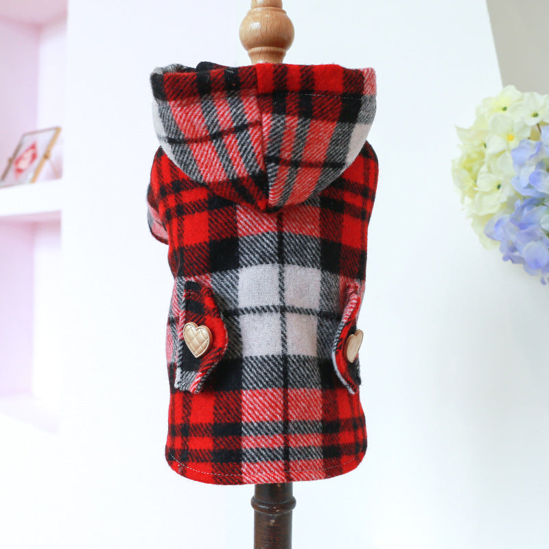 Autumn And Winter Warm Red Plaid Trench Coat