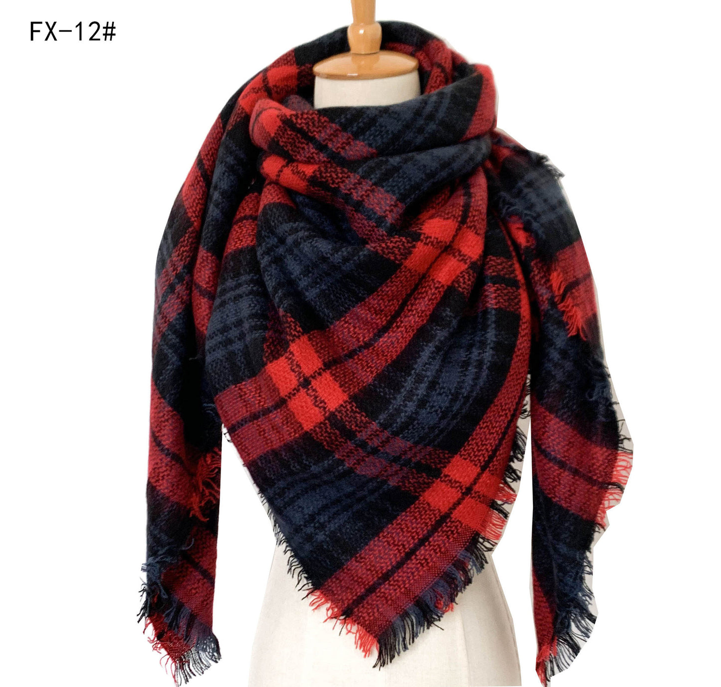 Cashmere-like Double-sided Colorful Plaid Scarf