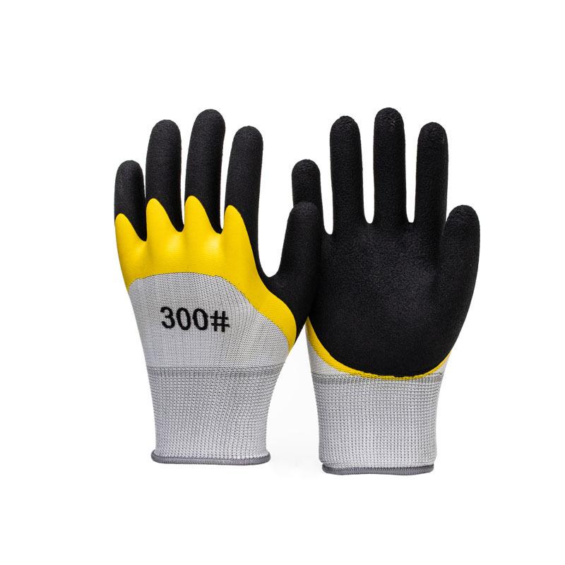 Labor protection gloves latex embossed gloves labor protection wear-resistant non-slip gloves construction site work wholesale factory protective gloves