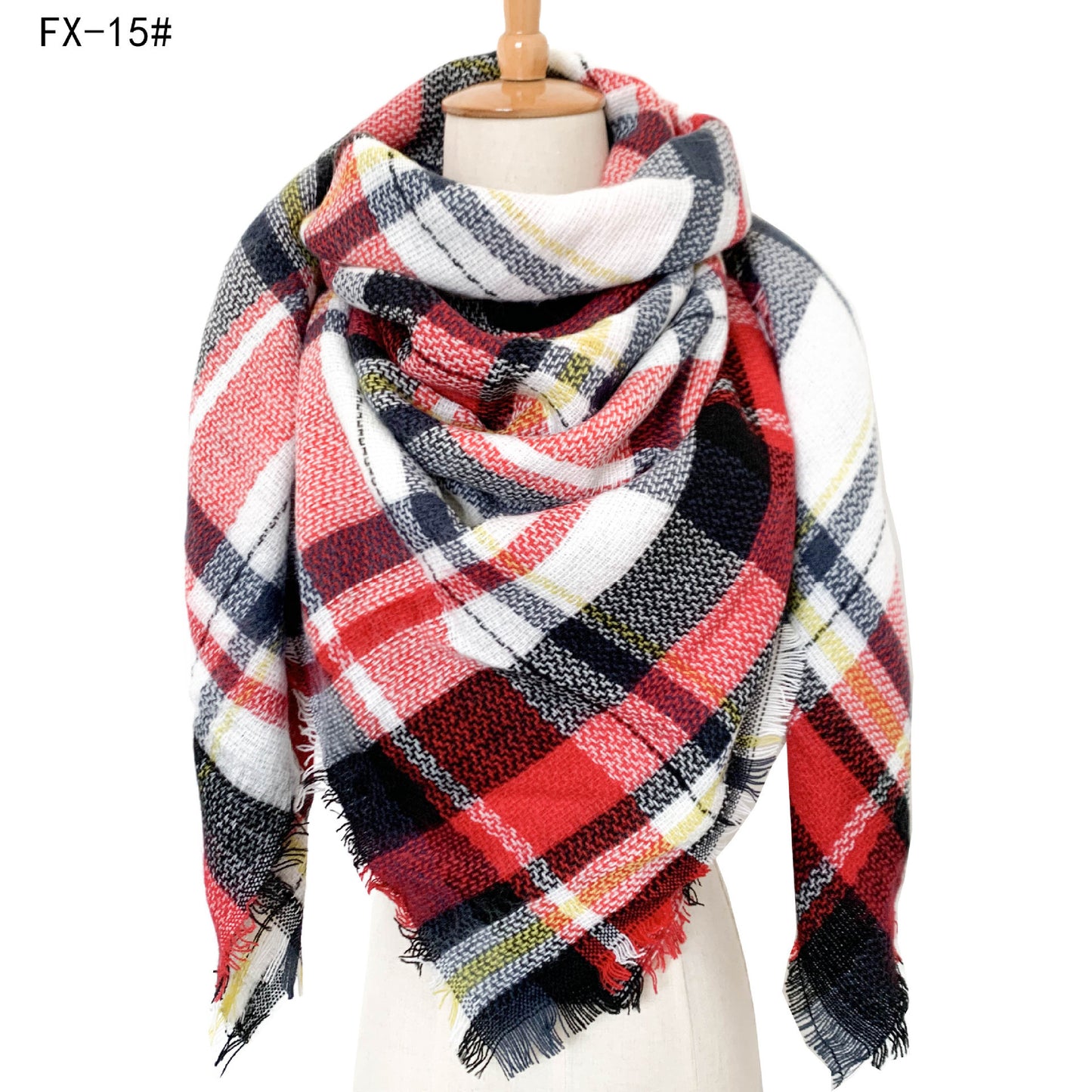 Cashmere-like Double-sided Colorful Plaid Scarf
