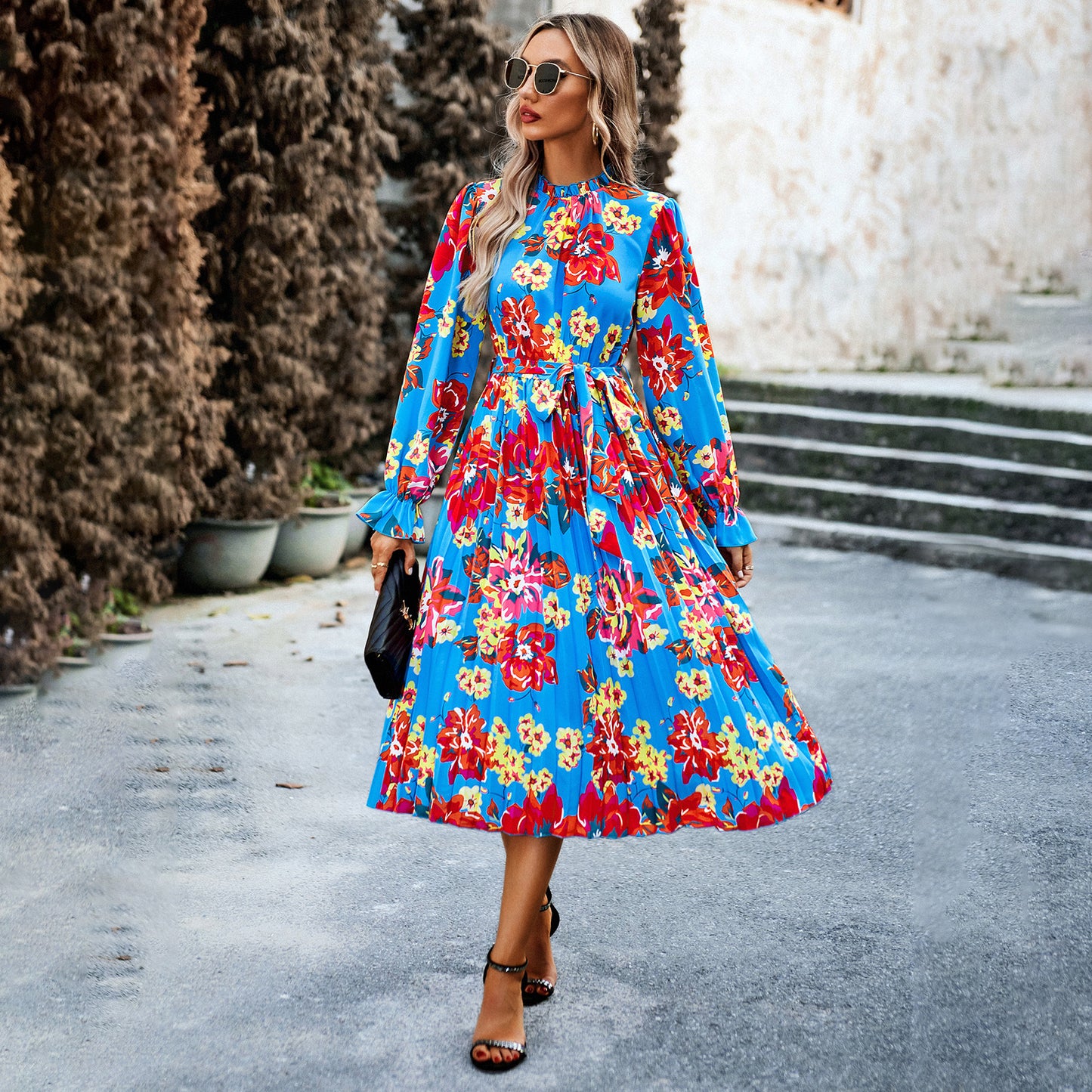 Brand New 2025 Women's Fashionable Round Neck Printed Dress